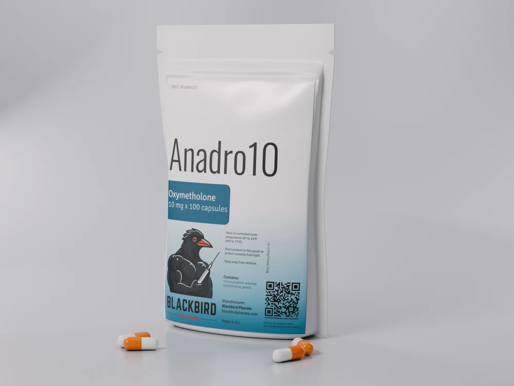 Anadro10 — Oxymetholone 10 mg, 100 capsules pouch with capsules (Blackbird Pharma)