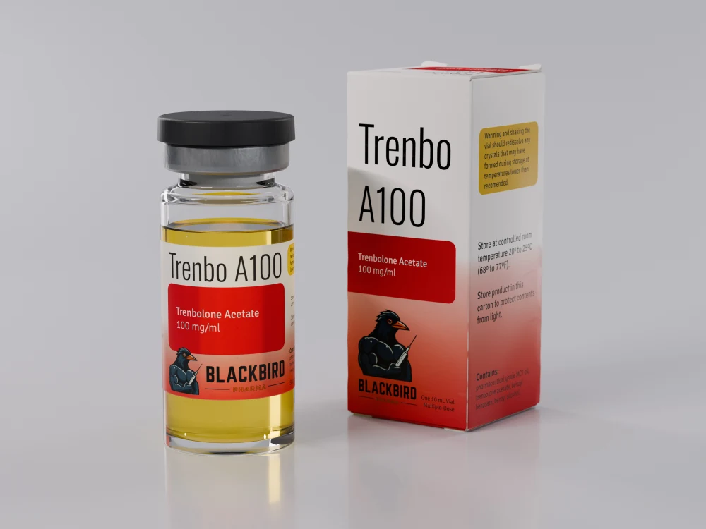 Trenbo A100 — Trenbolone Acetate 100 mg/ml 10 mL vial and carton (Blackbird Pharma)